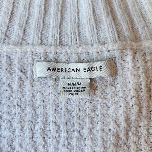 American eagle oversized V neck soft ivory brown and black striped sweater sz M - Picture 7 of 11